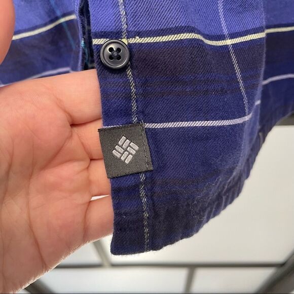 [xl] Columbia Women’s Purple Blue & White Plaid Long Sleeve Button Down Shirt - Picture 11 of 14